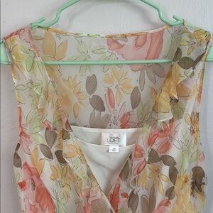 Ann Taylor LOFT Multicolor Floral Wrap Blouse size 16P